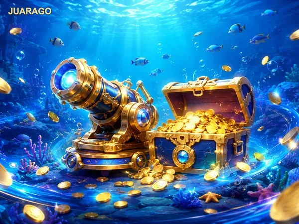 Area permainan dan kontrol tembakan Treasure Boat Fishing